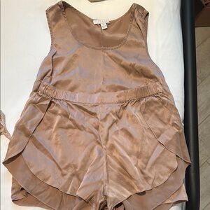 Lunya Silky Sleeveless Romper in Tan